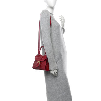 DELVAUX Crocodile Mini Brillant Satchel Pink