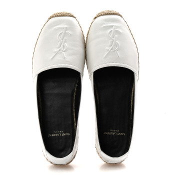 SAINT LAURENT Lambskin Monogram Espadrilles 36.5 White