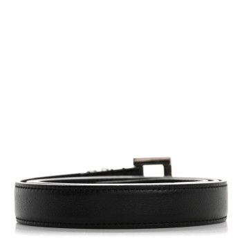 SAINT LAURENT Calfskin Monogram Narrow Square Buckle Belt 75 30 Black