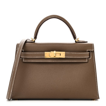 HERMES Madame Calfskin Mini Kelly Sellier 20 Etoupe