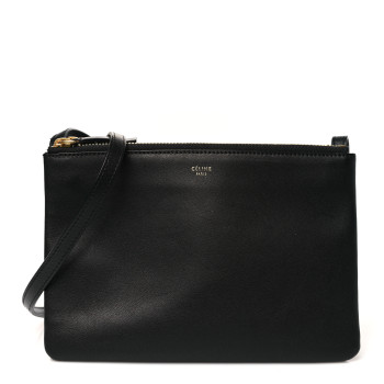 CELINE Lambskin Small Trio Crossbody Bag Black