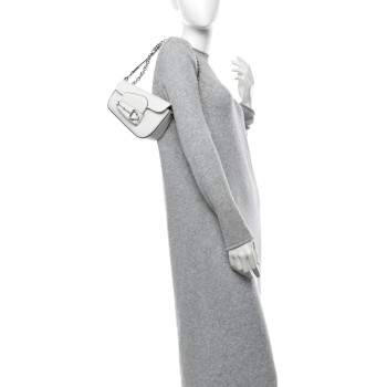 GUCCI Calfskin Mini Horsebit 1955 Asymmetric Shoulder Bag Great White