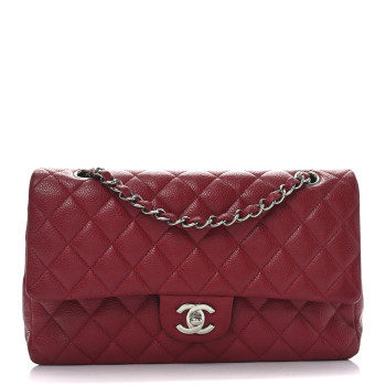 CHANEL Caviar Quilted Medium Double Flap Red