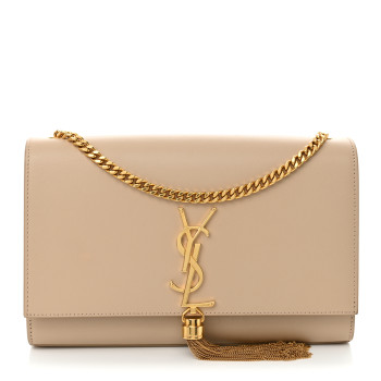 SAINT LAURENT Smooth Calfskin Medium Classic Monogram Kate Tassel Satchel Nude Powder