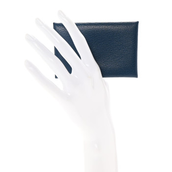 HERMES Chevre Chamkila Calvi Card Case Deep Bleu