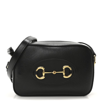 GUCCI Calfskin Mini Horsebit 1955 Camera Shoulder Bag  Black