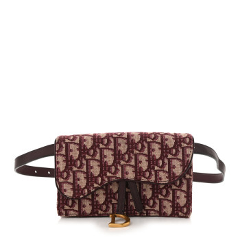CHRISTIAN DIOR Oblique Saddle Belt Bag Bordeaux