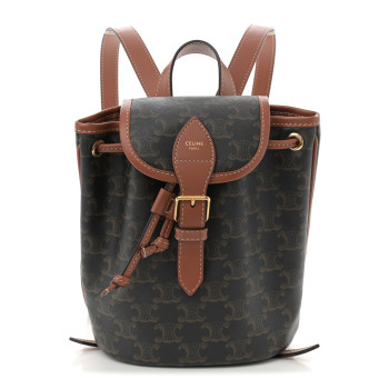 CELINE Triomphe Canvas Calfskin Mini Folco Backpack Tan