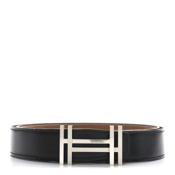 HERMES Box Togo 32mm Au Carre H Belt 95 Black Gold