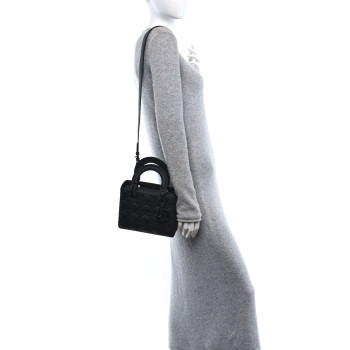CHRISTIAN DIOR Ultra Matte Calfskin Cannage Small My ABCDior Lady Dior Black