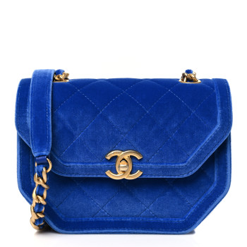 CHANEL Velvet Quilted Mini Place Vendome Flap Blue