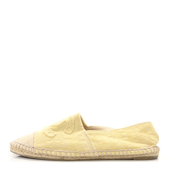 CHANEL Tweed CC Espadrilles 39 Yellow