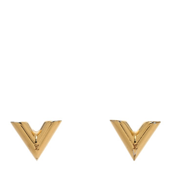 LOUIS VUITTON Brass Essential V Stud Earrings Gold
