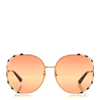 GUCCI Metal Round Frame GG0595S Sunglasses Gold Black