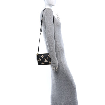 LOUIS VUITTON Empreinte Monogram Giant Double Zip Pochette Black Cream