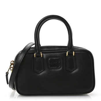 MIU MIU Calfskin Mini Arcadie Top Handle Bag Black