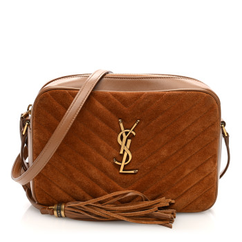 SAINT LAURENT Suede Matelasse Monogram Lou Camera Bag Cinnamon