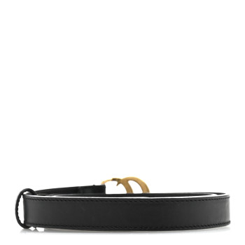 GUCCI Calfskin Double G 20mm Belt 75 30 Black