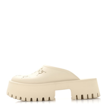 GUCCI Rubber Monogram GG Go Through Platform Slide Clogs 39 Mystic White