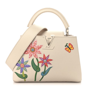 LOUIS VUITTON LV X YK Taurillon Inlaid Kusama Flowers BB Capucines  Quartz