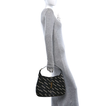 GUCCI X BALENCIAGA Calfskin Logo Print Medium Jackie 1961 Hobo Black