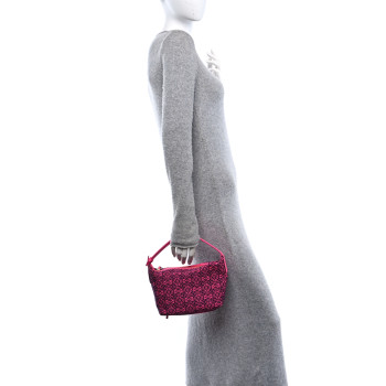 LOEWE Jacquard Anagram Calfskin Small Cubi Bag Pink