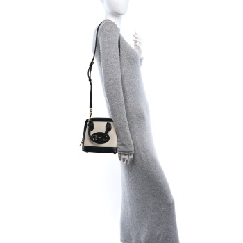 GUCCI Boarded Plutone Calfskin Bi-Color Mini Horsebit 1955 Top Handle Bag Mystic White Black