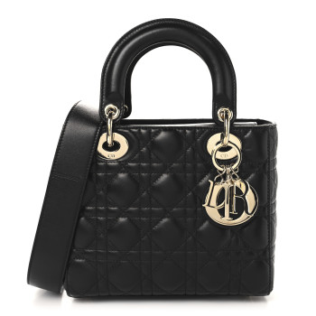 CHRISTIAN DIOR Lambskin Cannage Small My ABCDior Lady Dior Black