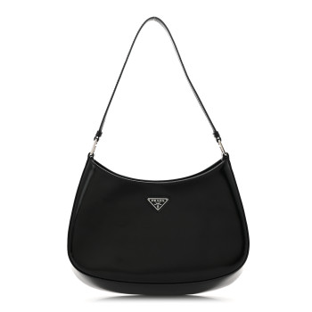 PRADA Spazzolato Cleo Shoulder Bag Black