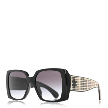 CHANEL Acetate Rectangle Sunglasses 71551A Black