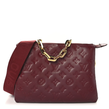 LOUIS VUITTON Lambskin Embossed Monogram Coussin PM Wine