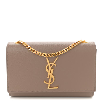 SAINT LAURENT Grain De Poudre Small Monogram Kate Satchel Taupe