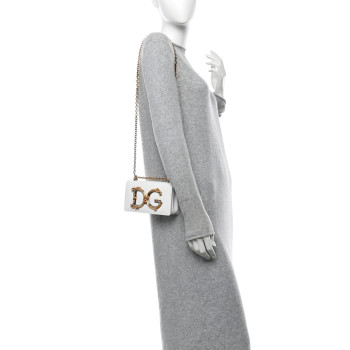 DOLCE & GABBANA Nappa DG Girls Phone Shoulder Bag White