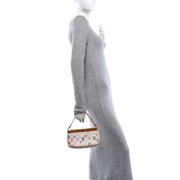 LOUIS VUITTON Monogram Multicolor Pochette Accessories White