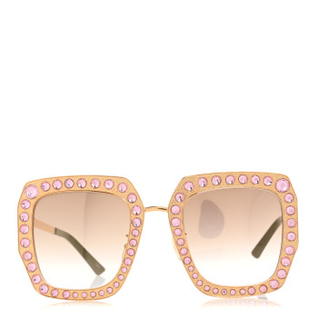 GUCCI Metal Acetate Crystal Oversize GG0115S Sunglasses Rose Gold