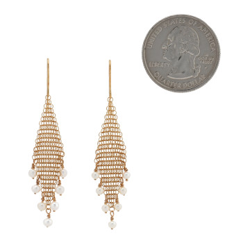 TIFFANY 18K Yellow Gold Cultured Pearl Elsa Peretti Mesh Fringe Earrings