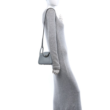 HERMES Taurillon Clemence Mini Lindy 20 Bleu Glacier