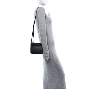 CELINE Lambskin Small Trio Crossbody Bag Black