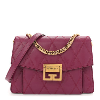 GIVENCHY Goatskin Quilted Small GV3 Shoulder Bag Orchid Purple