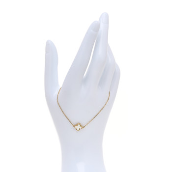VAN CLEEF & ARPELS 18K Yellow Gold Mother of Pearl Sweet Alhambra Bracelet