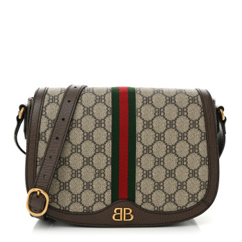 GUCCI X BALENCIAGA BB Supreme Monogram Web Small Ophidia Shoulder Bag Beige New Acero