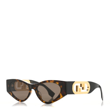 FENDI Acetate O'Lock Cat Eye Sunglasses FE40049I Tortoise Black