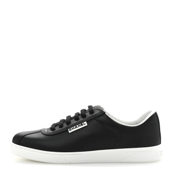 CHANEL Calfskin CC Womens Sneakers 38.5 Black