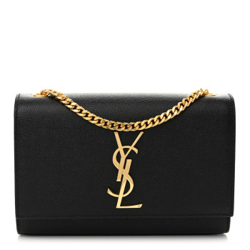 SAINT LAURENT Grain De Poudre Small Monogram Kate Satchel Black
