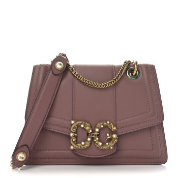 DOLCE & GABBANA DOLCE GABBANA Smooth Calfskin Small DG Amore Envelope Bag Pink