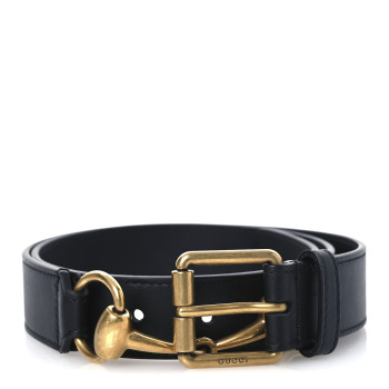 GUCCI Calfskin Horsebit Belt 90 36 Black