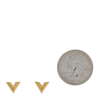 LOUIS VUITTON Brass Essential V Stud Earrings Gold