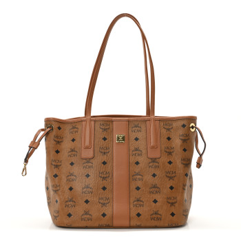 MCM Visetos Small Liz Reversible Shopper Tote Cognac