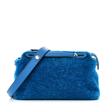 FENDI Shearling Vitello Dolce Medium By The Way Boston Bag Blue