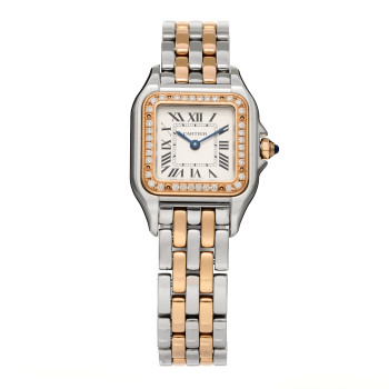 CARTIER Stainless Steel 18K Pink Gold Diamond 22mm Panthere Quartz Watch